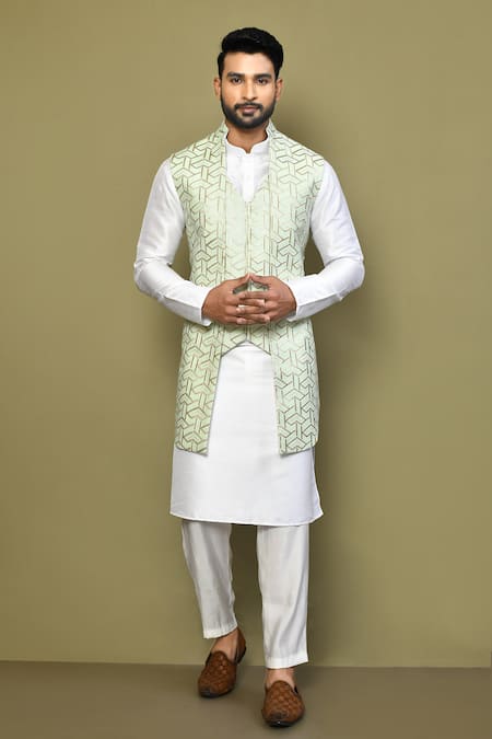 Arihant Rai Sinha Geometric Pattern Sleeveless Nehru Jacket 