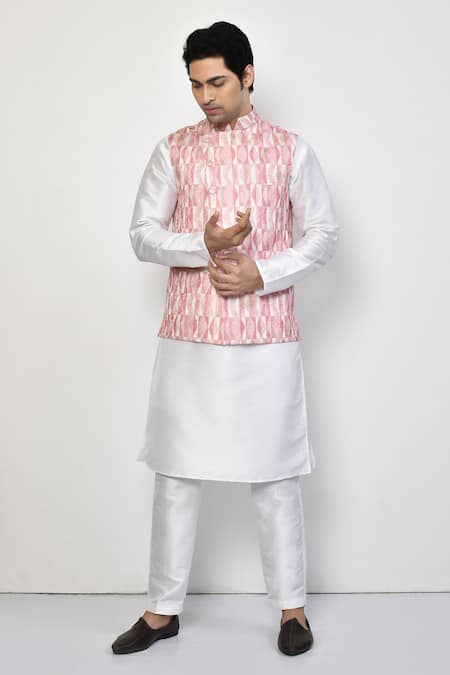 Arihant Rai Sinha Mandarin Collar Geometric Pattern Nehru Jacket 