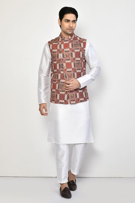 Arihant Rai Sinha Paisley Pattern Linen Nehru Jacket 