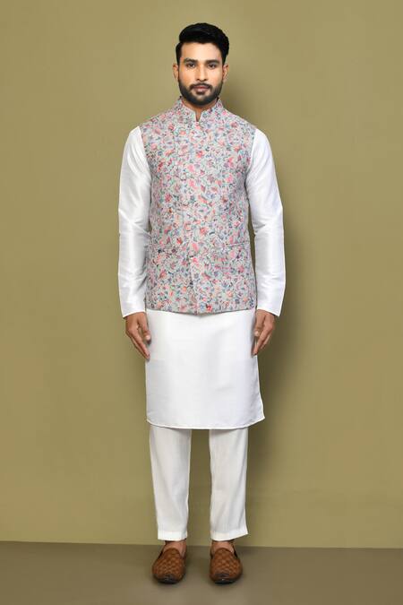 Buy Arihant Rai Sinha Green Cotton Bloom Vine Print Blend Bundi Online at Aza Fashions Buy_Arihant Rai Sinha_Green Cotton Bloom Vine Print Blend Bundi _Online_at_Aza_Fashions