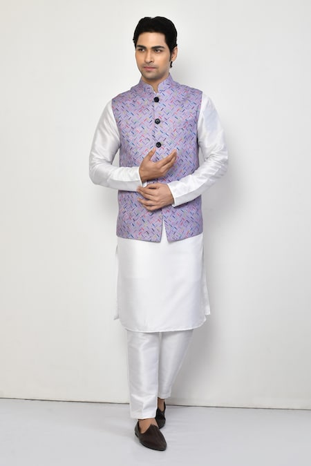 Arihant Rai Sinha Broken Chevron Pattern Nehru Jacket 