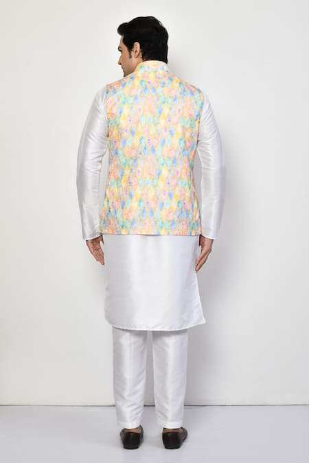 Shop Arihant Rai Sinha Green Silk, Cotton Marble Prism Jaal Print Bundi at Aza Fashions Shop_Arihant Rai Sinha_Green Silk, Cotton Marble Prism Jaal Print Bundi _at_Aza_Fashions