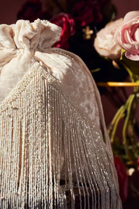 Aamli Gulli Cutdana Fringe Embellished Potli Bag 