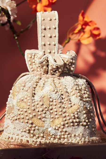 Aamli Phool Pearl Embellished Potli Bag 