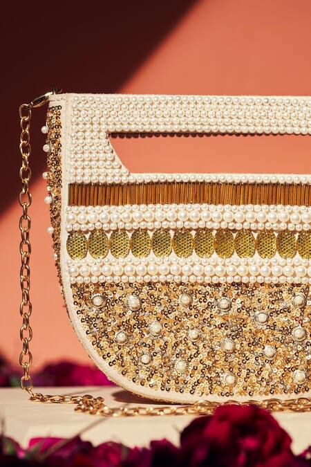 Aamli Razzmatazz Crystal & Pearl Embellished Bag 