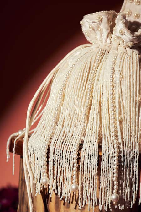 Aamli Roohani Cutdana Fringe Embellished Potli Bag 