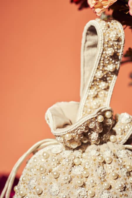 Aamli Ruval Pearl Embellished Potli Bag 