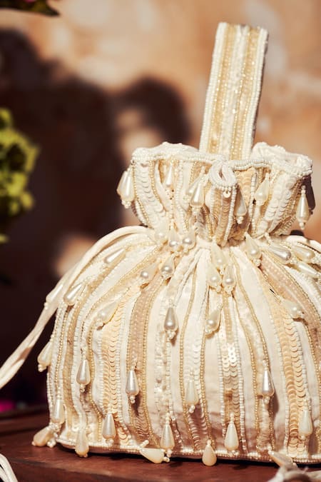 Aamli Rani Bead Drops Embellished Potli Bag 