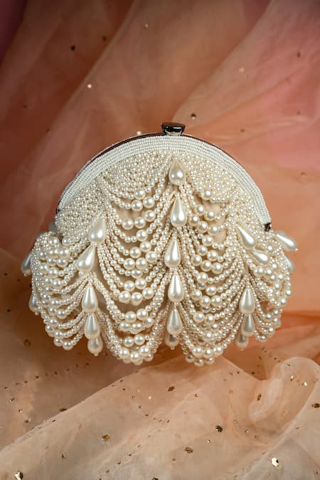 Nayaab By Sonia Oyster Frame Scallop Embellished Potli 