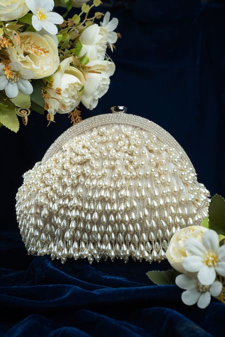 Nayaab by Sonia Pearl Drops Embellished Clutch 