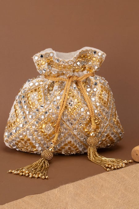 Nayaab By Sonia Royal Abla Geometric Pattern Potli 