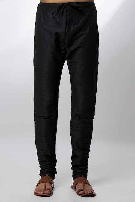 Arihant Rai Sinha Black Jacquard, Chanderi Embroidery Placket Kurta Set at Aza Fashions Arihant Rai Sinha_Black Jacquard, Chanderi Embroidery Placket Kurta Set _at_Aza_Fashions