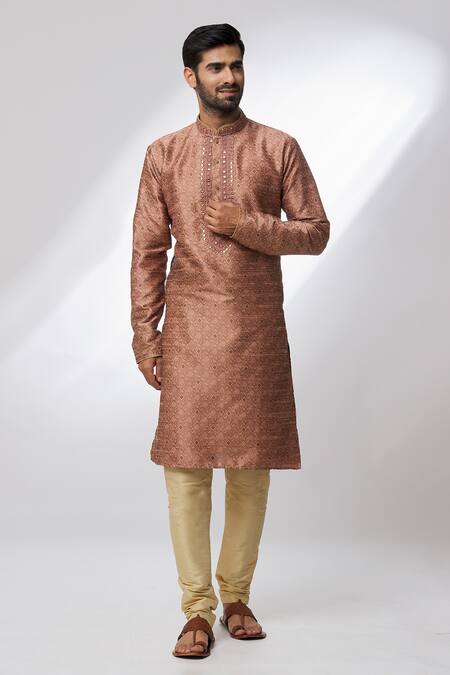 Buy Arihant Rai Sinha Pink Jacquard, Silk, Chanderi Embroidery Brocade Botanical Pattern Kurta Set Online at Aza Fashions Buy_Arihant Rai Sinha_Pink Jacquard, Silk, Chanderi Embroidery Brocade Botanical Pattern Kurta Set _Online_at_Aza_Fashions
