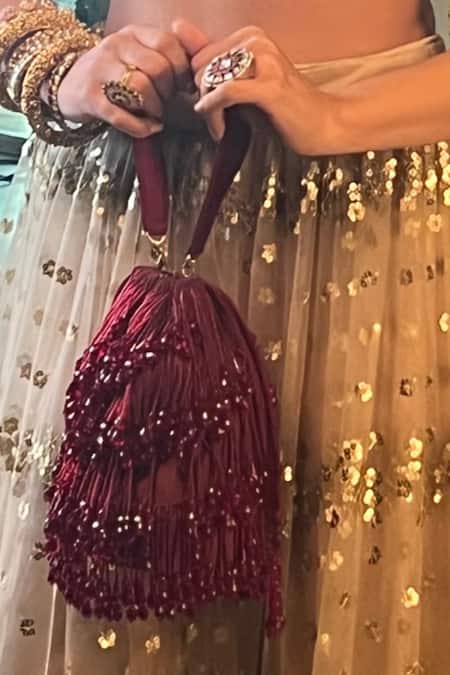 Nayaab By Sonia Pristine Raindrops Garnet Gleam Embellished Potli 