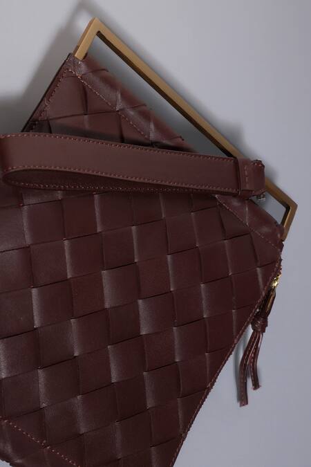 Tann-ED_Red Textured Pochette Clutch _Online_at_Aza_Fashions