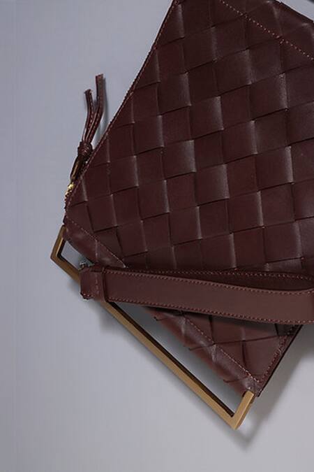 Tann-ED_Red Textured Pochette Clutch _at_Aza_Fashions