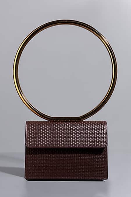 Tann-ED Brown Plain Joe Halo Leather Mini Bag Online at Aza Fashions Tann-ED_Brown Plain Joe Halo Leather Mini Bag _Online_at_Aza_Fashions