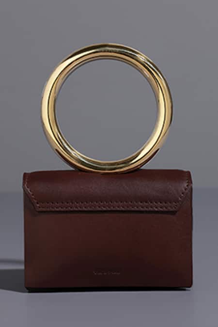 Shop Tann-ED Brown Plain Joe Halo Leather Mini Bag Online at Aza Fashions Shop_Tann-ED_Brown Plain Joe Halo Leather Mini Bag _Online_at_Aza_Fashions