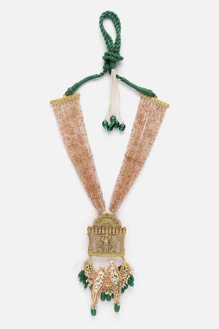 Dugran By Dugristyle_Peach Lord Vishnu Shastra Ornamented Pendant Necklace _Online_at_Aza_Fashions