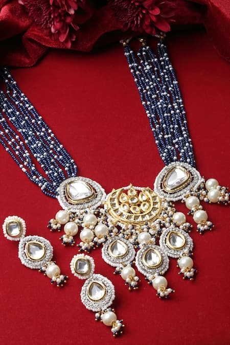 Dugran By Dugristyle Geometric Pendant & American Diamonds Embellished Necklace Set