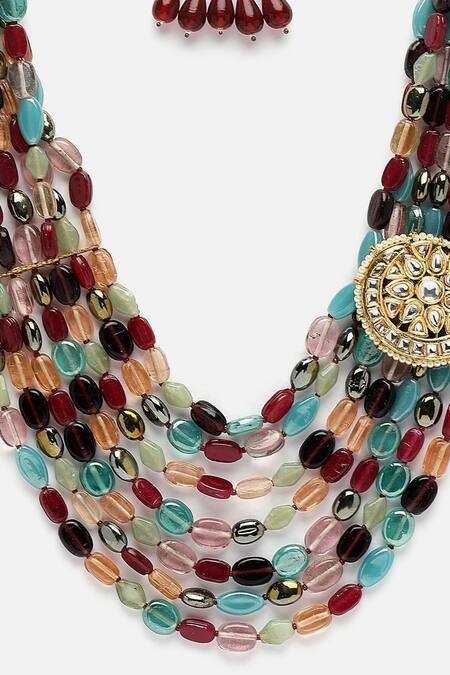 Buy Dugran By Dugristyle Multi Color Layered Stones Embellished Necklace Online at Aza Fashions Buy_Dugran By Dugristyle_Multi Color Layered Stones Embellished Necklace _Online_at_Aza_Fashions