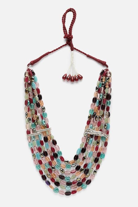 Dugran By Dugristyle Multi Color Layered Contrast Stones Embellished Necklace Online at Aza Fashions Dugran By Dugristyle_Multi Color Layered Contrast Stones Embellished Necklace _Online_at_Aza_Fashions