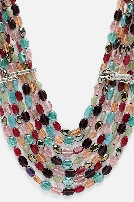 Buy Dugran By Dugristyle Multi Color Layered Contrast Stones Embellished Necklace Online at Aza Fashions Buy_Dugran By Dugristyle_Multi Color Layered Contrast Stones Embellished Necklace _Online_at_Aza_Fashions