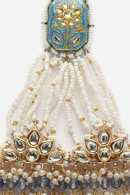 Buy_Dugran By Dugristyle_Multi Color Floral Kundan Embellished Passa_Online_at_Aza_Fashions