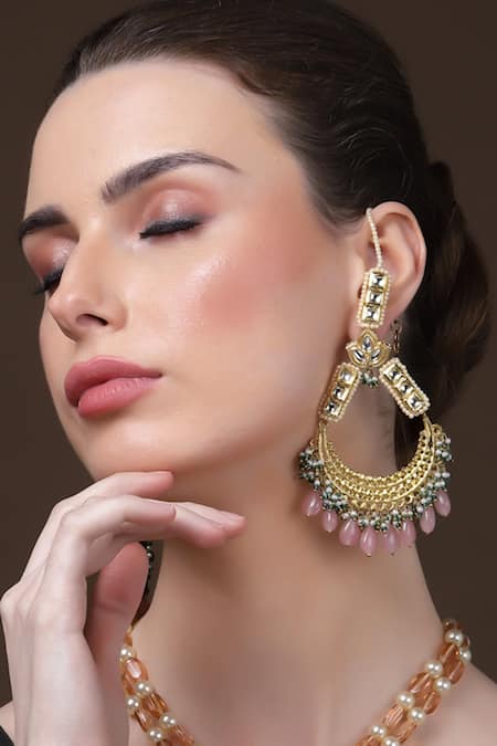 Dugran By Dugristyle Stone & Pearl Embellished Chandbalis 