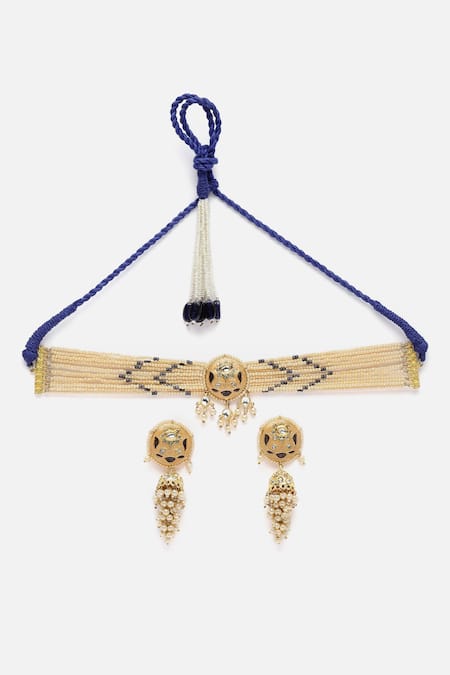 Buy_Dugran By Dugristyle_Multi Color Meenakari Kundan Choker Set _Online_at_Aza_Fashions