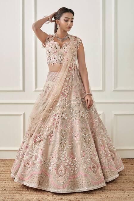 Buy Sonia Bansal Beige Organza, Net Embroidery, Cut Work, Pearls Hand Bridal Lehenga Set Online at Aza Fashions Buy_Sonia Bansal_Beige Organza, Net Embroidery, Cut Work, Pearls Hand Bridal Lehenga Set_Online_at_Aza_Fashions