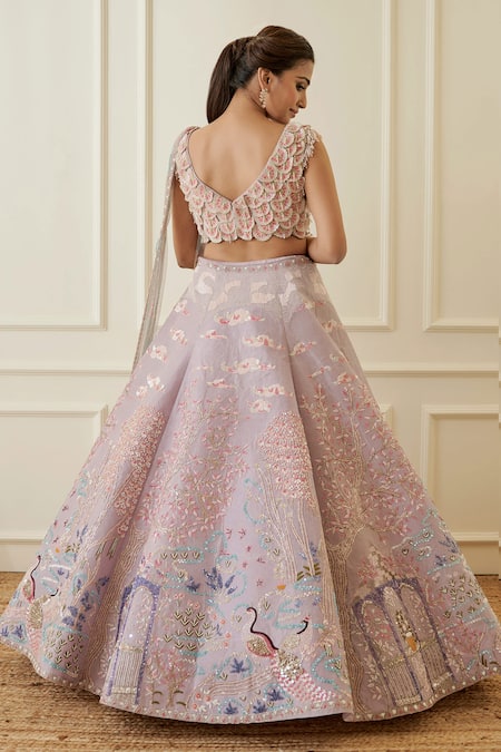 Shop Sonia Bansal Purple Organza, Net Sequins, Cut Work Dabka Hand Embroidered Bridal Lehenga Set at Aza Fashions Shop_Sonia Bansal_Purple Organza, Net Sequins, Cut Work Dabka Hand Embroidered Bridal Lehenga Set_at_Aza_Fashions
