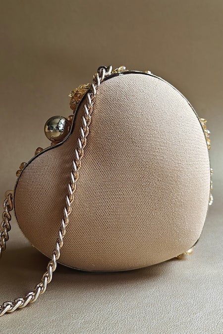Plode Crystal Tassel Embellished Micro Heart Bag 