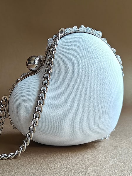Plode Crystal Embellished Micro Heart Bag 