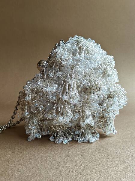Plode White Embellished Crystal Micro Heart Bag Online at Aza Fashions Plode_White Embellished Crystal Micro Heart Bag _Online_at_Aza_Fashions