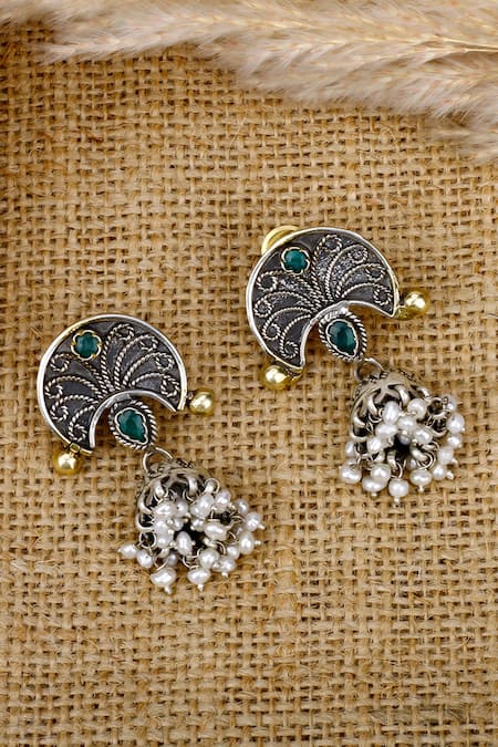 Sangeeta Boochra Tribal Onyx Embellished Jhumkis 