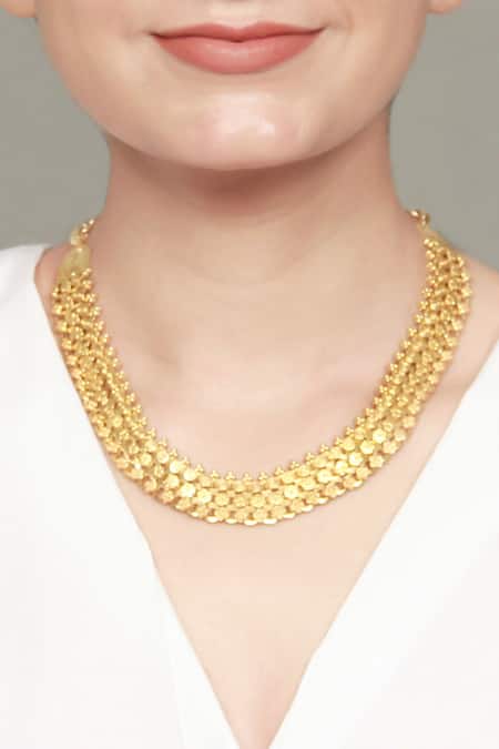 Sangeeta Boochra Gold Plated Plain Hina Tribal Layered Necklace 