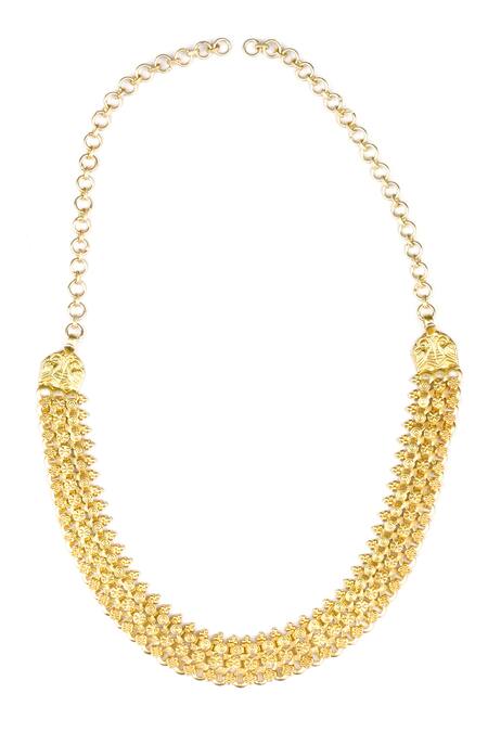 Sangeeta Boochra_Gold Plated Hina Tribal Layered Necklace _Online_at_Aza_Fashions