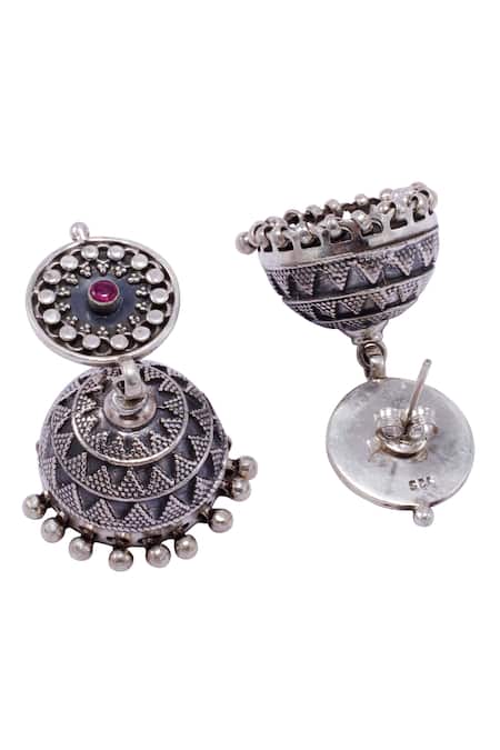Sangeeta Boochra Silver Plated Hanging Dome Handcrafted Jhumkas Online at Aza Fashions Sangeeta Boochra_Silver Plated Hanging Dome Handcrafted Jhumkas _Online_at_Aza_Fashions