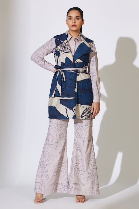 Koai Cotton Silk Floral Pattern Sleeveless Jacket 