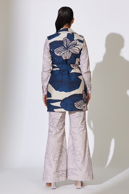 Koai Cotton Silk Floral Pattern Sleeveless Jacket 