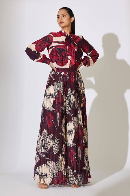 Koai_Off White Cotton, Silk Floral Pattern Bow Tie Shirt For Kids_Online_at_Aza_Fashions