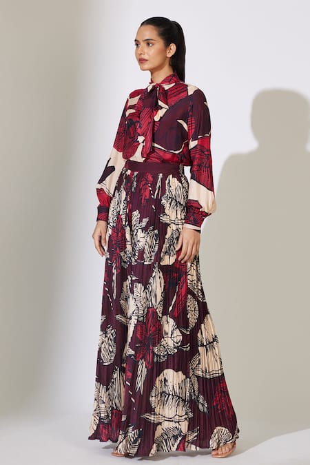 Buy_Koai_Off White Cotton, Silk Floral Pattern Bow Tie Shirt For Kids_Online_at_Aza_Fashions