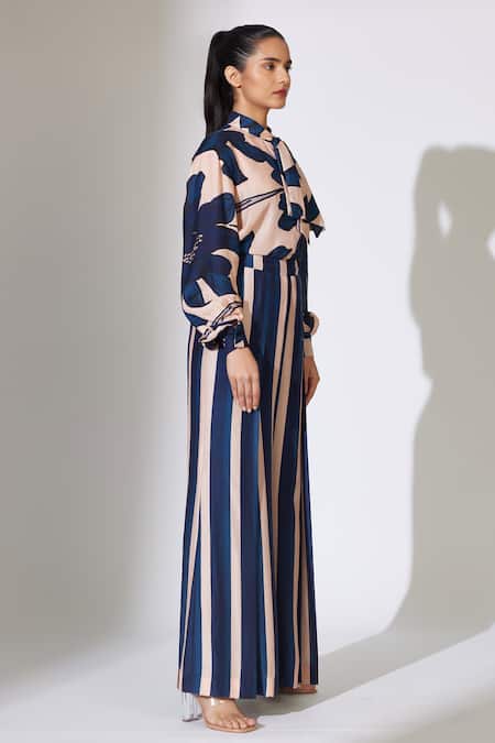 Buy Koai Beige Cotton, Silk Striped Pant Online at Aza Fashions Buy_Koai_Beige Cotton, Silk Striped Pant _Online_at_Aza_Fashions