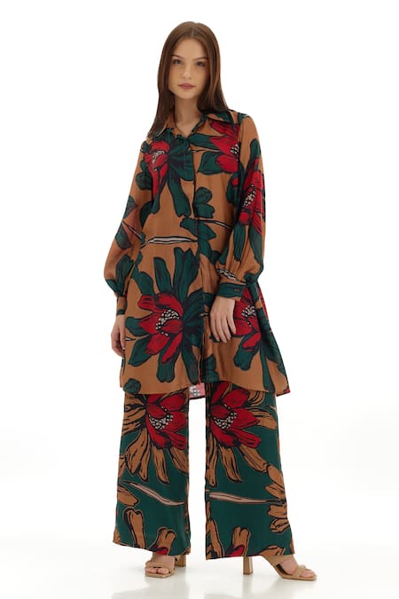 Koai Garden Print Long Shirt 