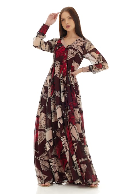 KoAi Floral Print Maxi Shirt Dress 