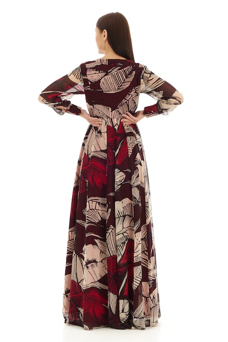 Koai Floral Print Maxi Shirt Dress 
