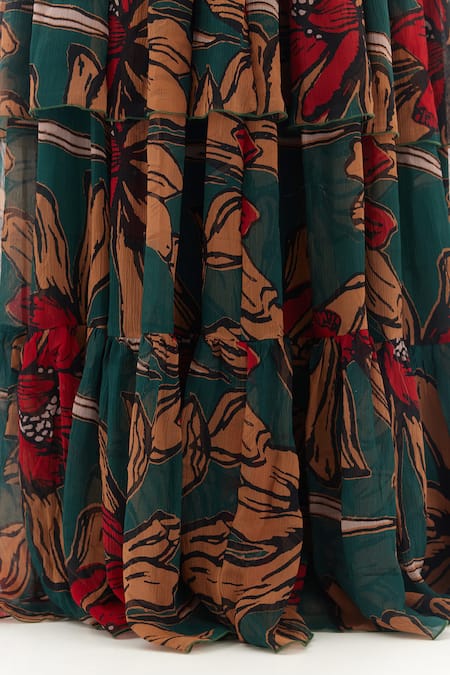 Shop_Koai_Green Chiffon Collared Garden Print Maxi Dress _Online_at_Aza_Fashions