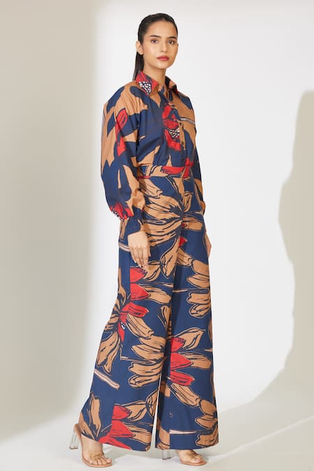 Koai Orange Cotton, Poplin Florette Print Pant For Kids Online at Aza Fashions Koai_Orange Cotton, Poplin Florette Print Pant For Kids_Online_at_Aza_Fashions