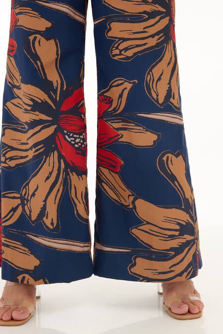 Buy Koai Orange Cotton, Poplin Florette Print Pant For Kids Buy_Koai_Orange Cotton, Poplin Florette Print Pant For Kids